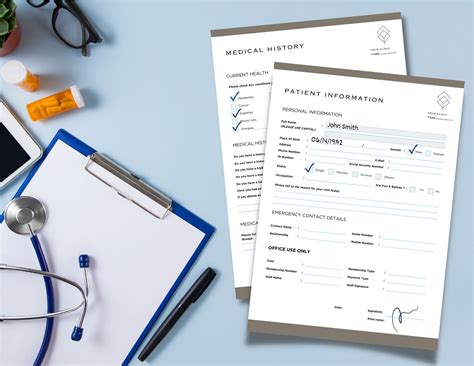Modern New Patient Information Form, Medical History Record, Document