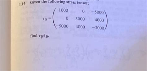 Solved I.14 Given the following stress tensor: | Chegg.com