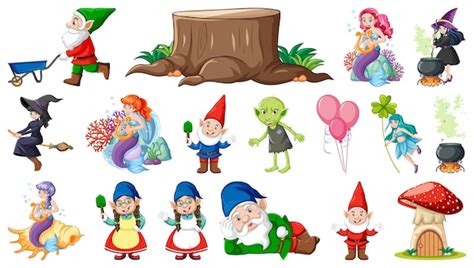 Free Vector Set Of Fantasy Fairy Tale Characters And Elements