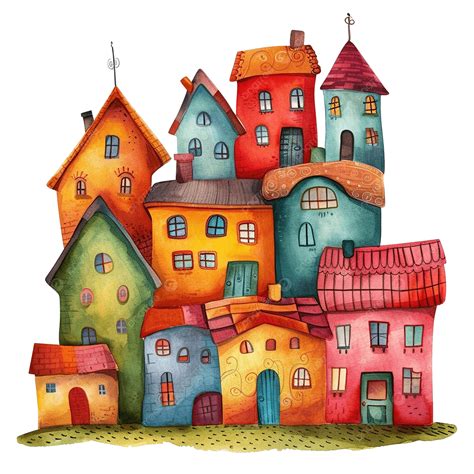 Cute Cartoon Colorful Houses, Cute, Cartoon, Colorful PNG Transparent