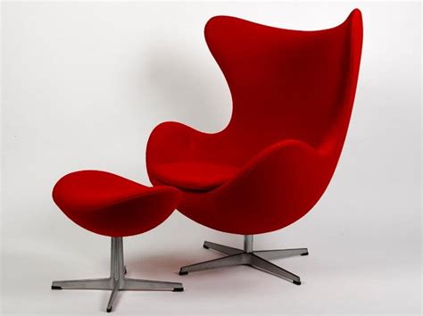 arne jacobsen red egg chair  footstool scandinavian named