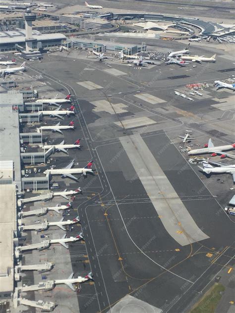Premium Photo | High angle view of airplanes on runway at john f