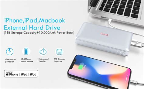 iDiskk MFi Certified 1TB External Hard Drive for iPhone iPad with ...