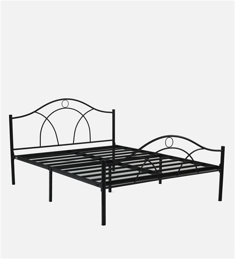 Buy Metallika Metal Queen Size Bed In Black Finish By Furniturekraft