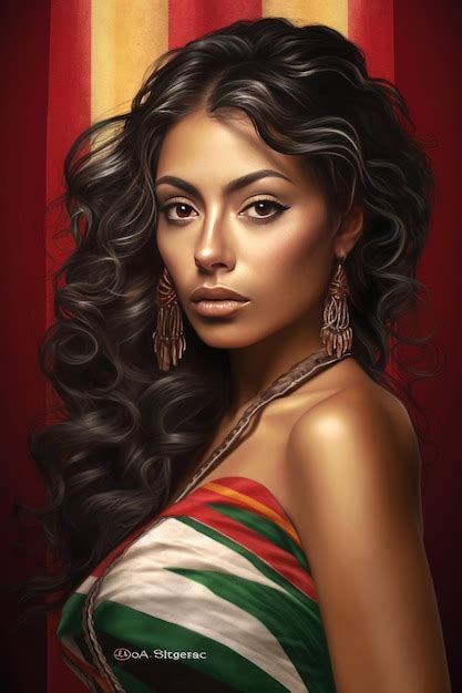 Foto Realista Piel Morena Latina Sensual Mujer Bandera Mexicana Foto Premium