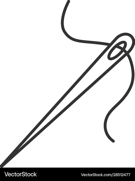 Sewing Needle With Thread Linear Icon Royalty Free Vector