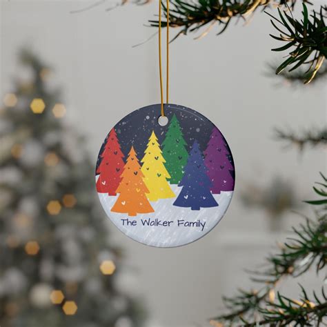 Ceramic Ornaments Personalized Gay Pride Christmas Ornament LGBT Gift LGBTQ Decor Rainbow