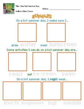 One Hot Summer Day By Nina Crews By Leo S Lessons Tpt