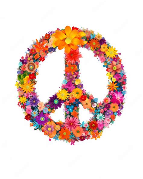 Premium Photo A Colorful Peace Sign Made Of Flowers