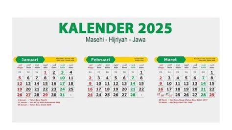Kalender 2025 Lengkap dengan Pasaran Jawa Januari hingga Desember 2025