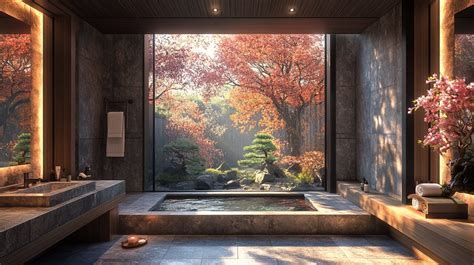 Modern Japanese-Style Bathrooms with a Beautiful Garden View