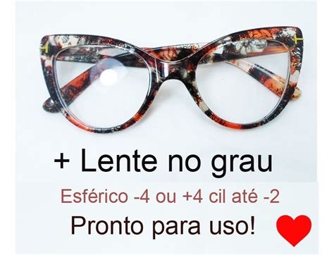 Oculos Grau Miopia Astigmatismo Hipermet Vintage Gatinho