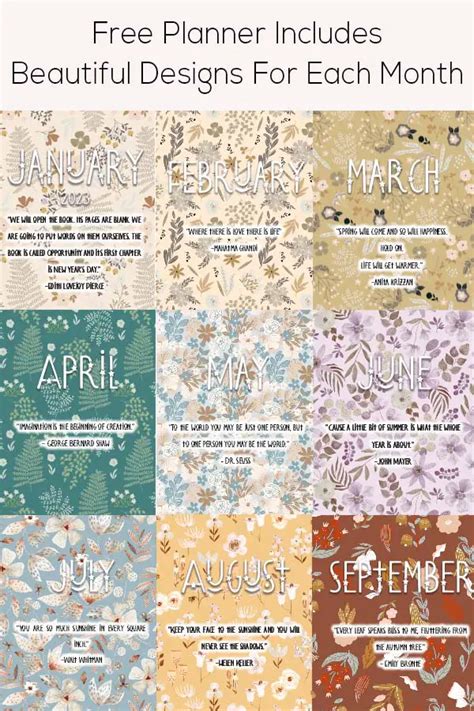 Free Floral Pattern Monthly And Weekly Planner – Frugal Fitz Designs