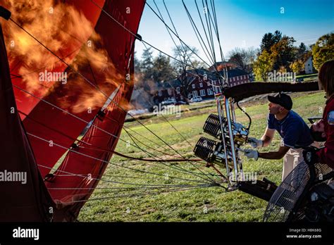 Lancaster Pa Hot Air Balloon And Aerial Images Over Farm Land Stock Photo Alamy