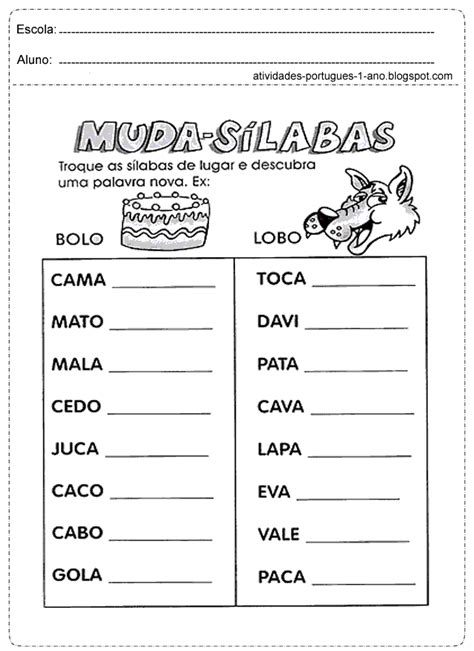 Separe As Palavras - Atividades de separe as sílabas
