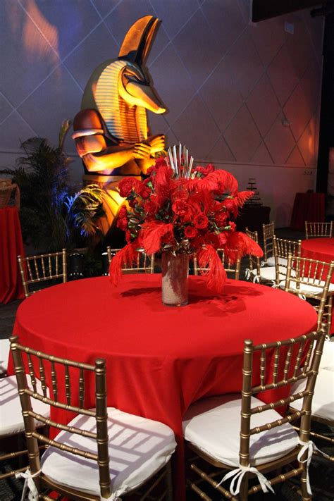 Red And Gold Color Scheme For Egyptian Theme Dinner Party Gold Color