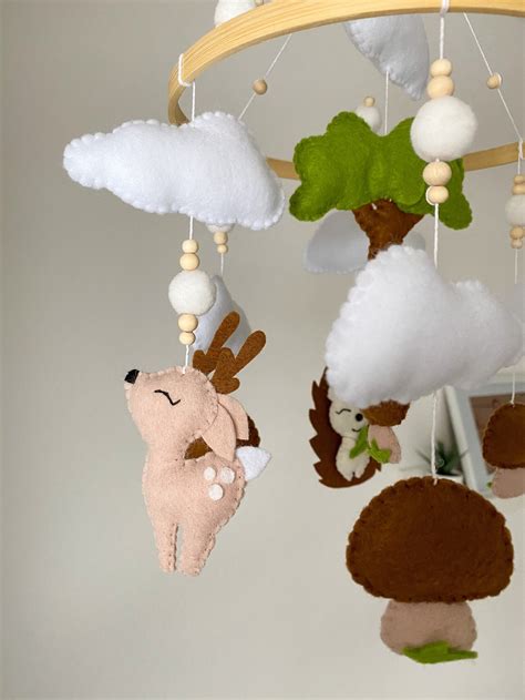 Babymobile Aus Filz Waldtiere Reh Igel Fuchs Etsy