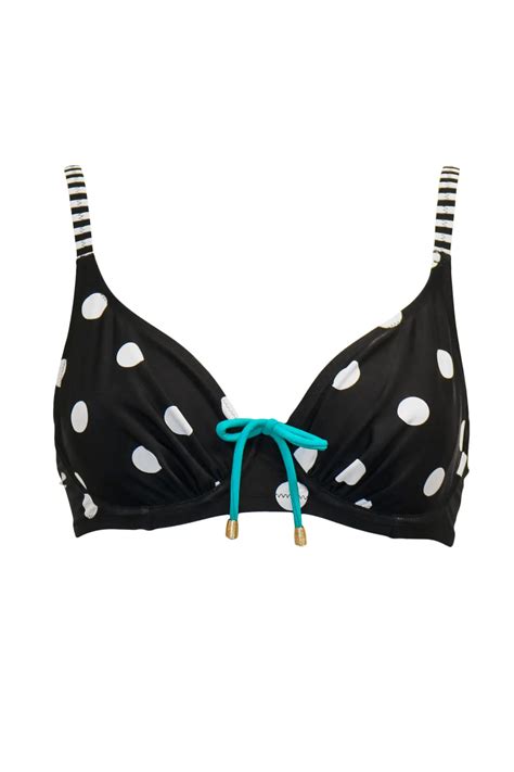 Beach House Underwired Non Padded Bikini Top In Black Teal Pour Moi