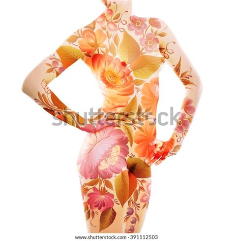 Silhouette Naked Female Figure Painted Floral Stock Photo 391112503 Shutterstock