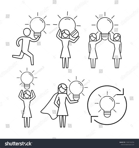 Set Business Teamwork Women Office Analysis Stock Vector (Royalty Free