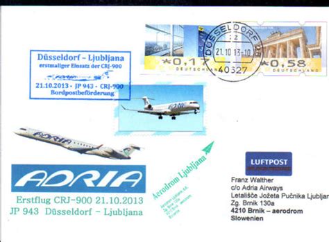 Adria Airlines Ffc Erstflug D Sseldorf Ljubljana Slovenia