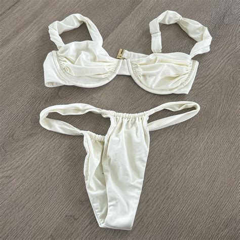 Sylk Swim ALORA RUCHED BALCONETTE White Bikini Sz Depop