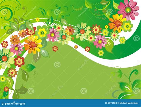 Flowers On A Wave Stock Vector Illustration Of Nature 9070183