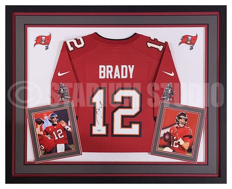 Tom Brady Autographed Framed Buccaneers Red Jersey - The Stadium Studio