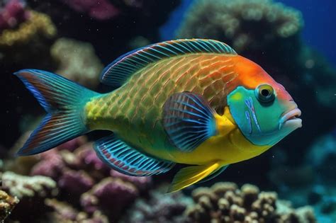 Premium Photo Vibrant Parrotfish In Coral Reef