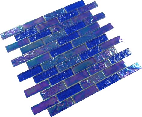 Altto Glass Pacific Dark Blue Uniform Brick Glossy And Iridescent Glass Tile S1801