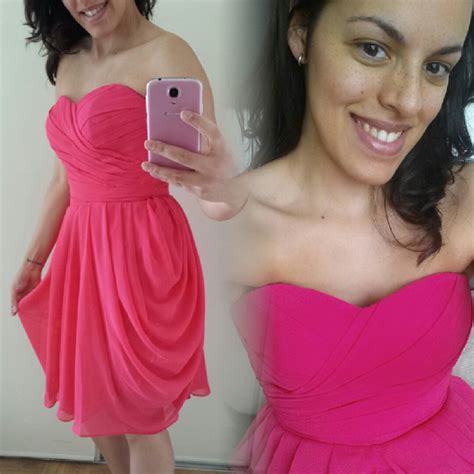 Blush Pink Chiffon Bridesmaid Dress Nude Ruched Cocktail Dress Strapless Sweetheart Pleated Knee