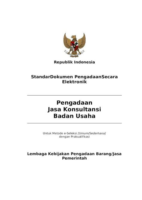 Docx Sbd E Seleksi Jasa Konsultansi Badan Usaha Prakualifikasi