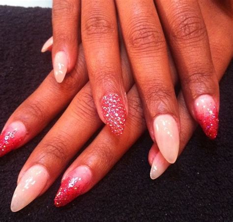 Nude And Red Nails Nails Red Nails Pointy Nails