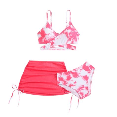 Aihuaihua Girls Swimwear 3 Piece Bikini Set With Rash Guard And Pants For Beach Pool Summer