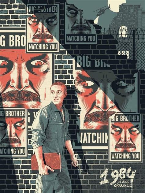 Create meme "George Orwell 1984 illustration, George Orwell's 1984