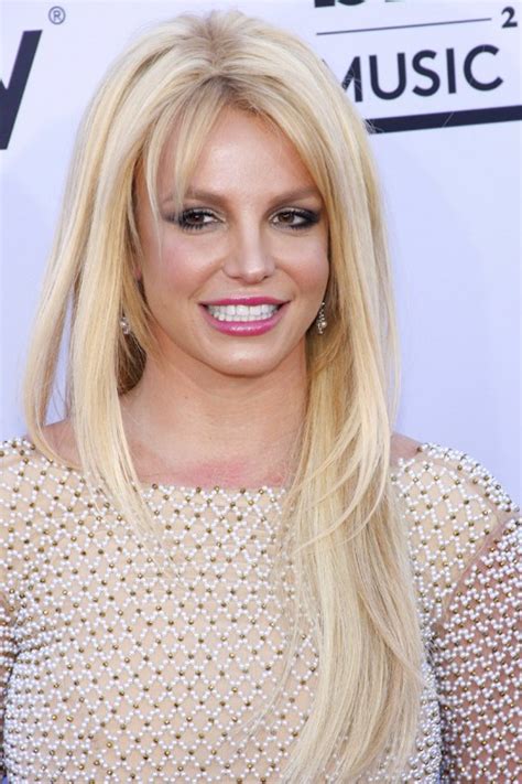 Britney Spears Straight Platinum Blonde Long Layers Thin Bangs Hairstyle Steal Her Style