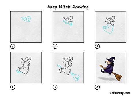 Easy Witch Drawing - HelloArtsy