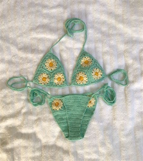 Custom Crochet Bikini Crochet Bikini Set Crochet Lazy Daisy Bikini Set