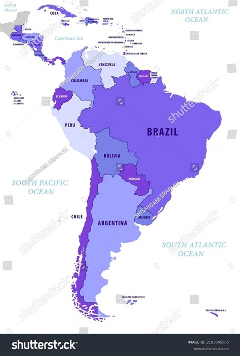 Map South America Continent Stock Vector (Royalty Free) 2193345505 ...