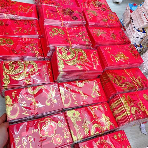 Sỉ 10 Xấp Bao Lì Xì Đỏ Cao Cấp In Nổi Nhũ Kim Bao Lì Xì Lớn Shopee