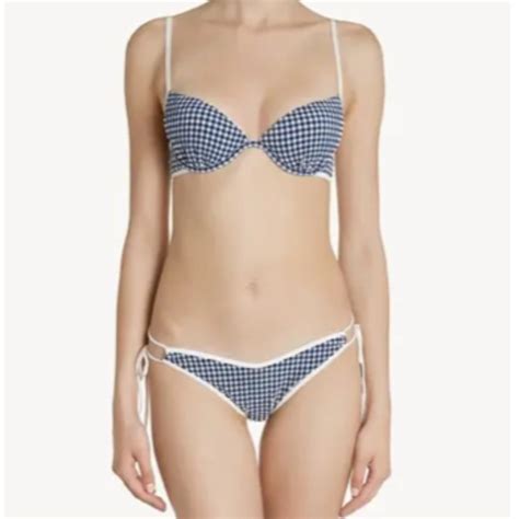 Swim La Perla Gingham Retro Swim Suit String Bikini Poshmark