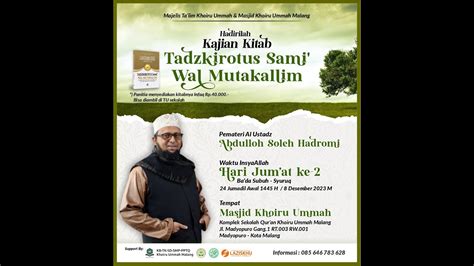 Tadzkiratus Sami Wal Mutakallim Kitab Adab Karya Ibnu Jamaah Pemateri