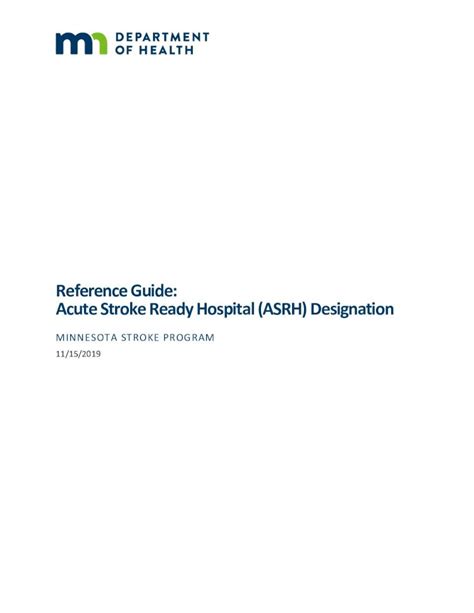 Pdf Reference Guide Acute Stroke Ready Hospital Asrh 2019 05