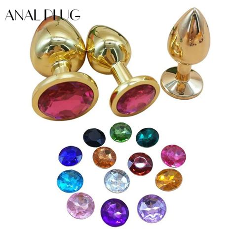 ANAL PLUG Anal Toys For Men Gold Stainless Steel Anal Plugs Diamond Crystal Metal Butt Plugs S M