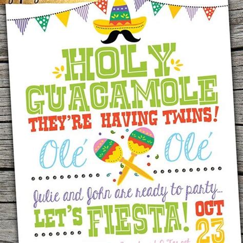 Editable Holy Guacamole Fiesta Twins Baby Shower Invitation Etsy