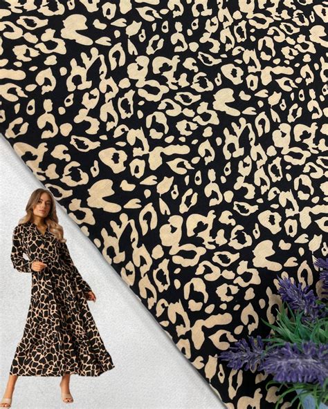 Штапель Леопард мелкий Бежево-рыжий купить | Ткани «‎Пальмира Текстиль»