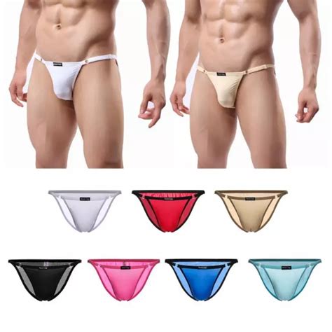 MENS SLIP TAILLE Basse Slip Slip String Bikini Réglable EUR 7 22