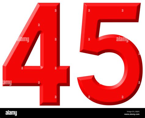 Numeral 45, forty five, isolated on white background, 3d render Stock ...