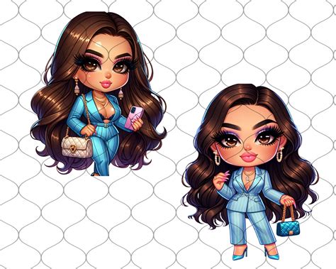 Chibi Latina Lady Boss 24 PNG Chibi Hispanic Woman Chibi Dolls Png