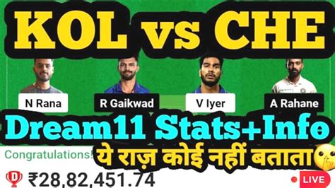 Kol Vs Che Ii Kol Vs Che Dream Team Prediction Ii Ipl Ii Csk Vs